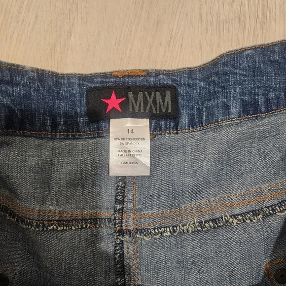 MXM Denim Tiered Ruffle Mini Skirt Size 14 Y2K Boho Festival Western - Picture 3 of 8